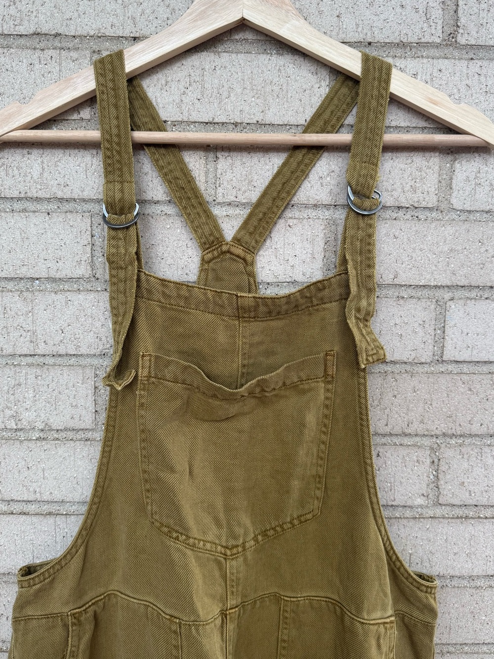 Aerie Lightweight Olive Green Brown Twill Overalls Rolled Leg Small - Picture 2 of 5